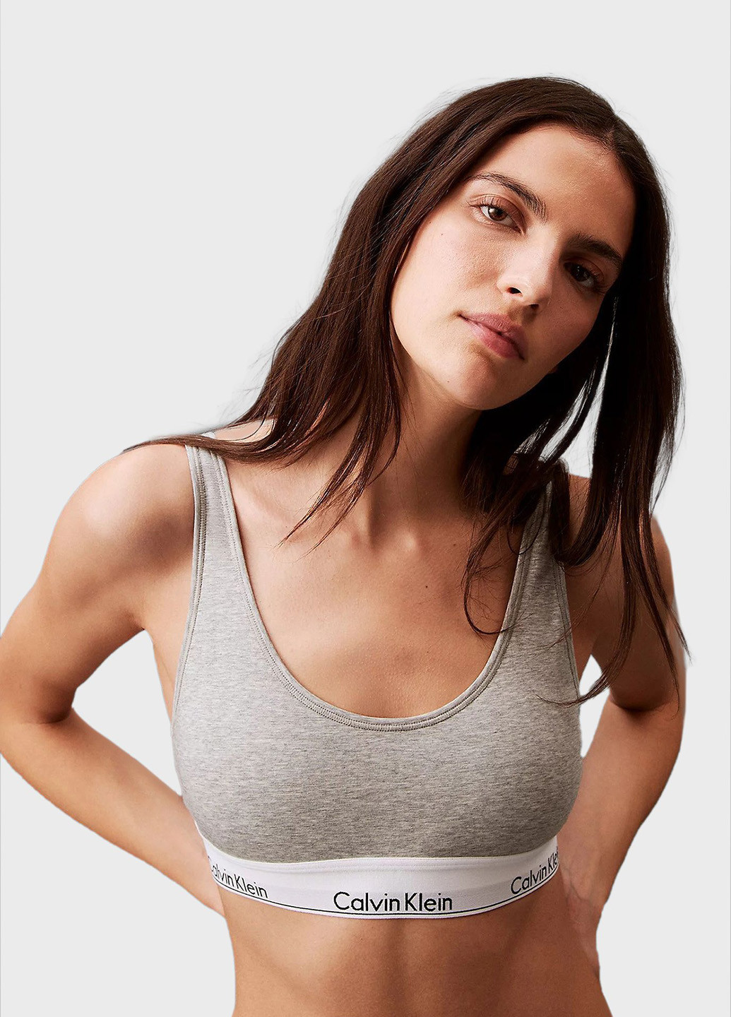 Серый топ бюстгальтер Calvin Klein без косточек хлопок