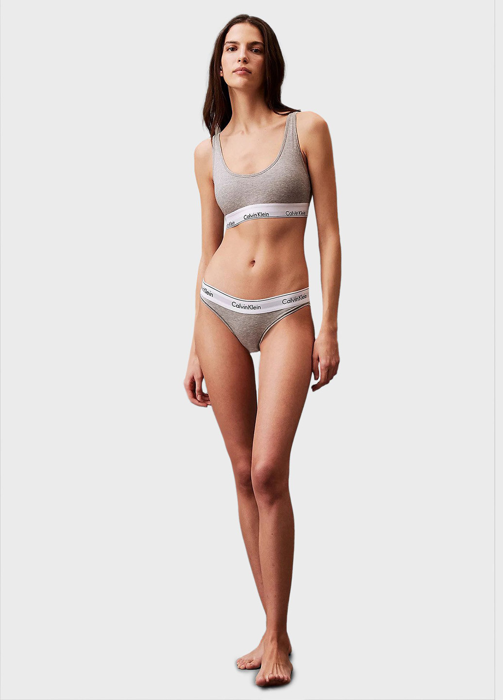 Серый топ бюстгальтер Calvin Klein без косточек хлопок