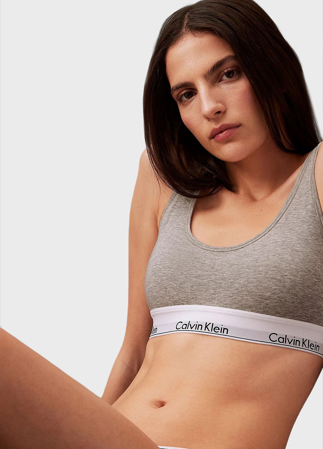 Серый топ бюстгальтер Calvin Klein без косточек хлопок