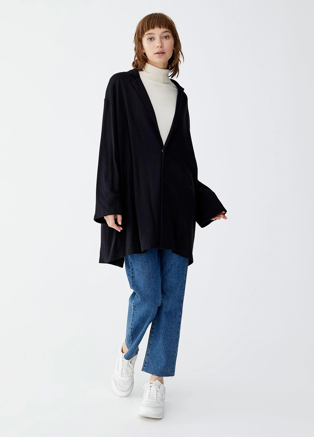 Черный женский жакет Pull & Bear однотонный - демисезонный