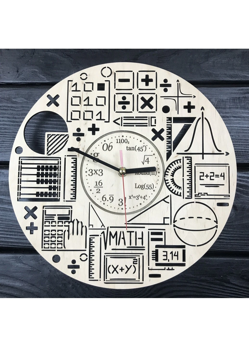 Дерев`яний настінний годинник «Математика» 7Arts (253566587)