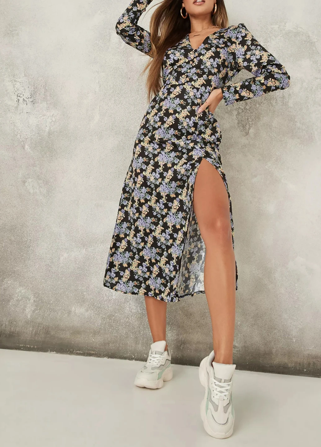 Чорна кежуал плаття, сукня Missguided з квітковим принтом
