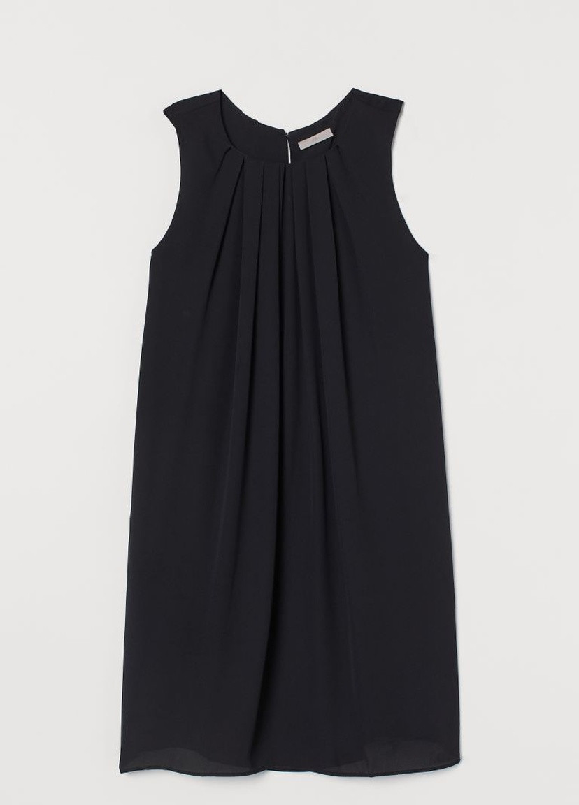 Черное кэжуал платье силуэта трапеция H&M однотонное