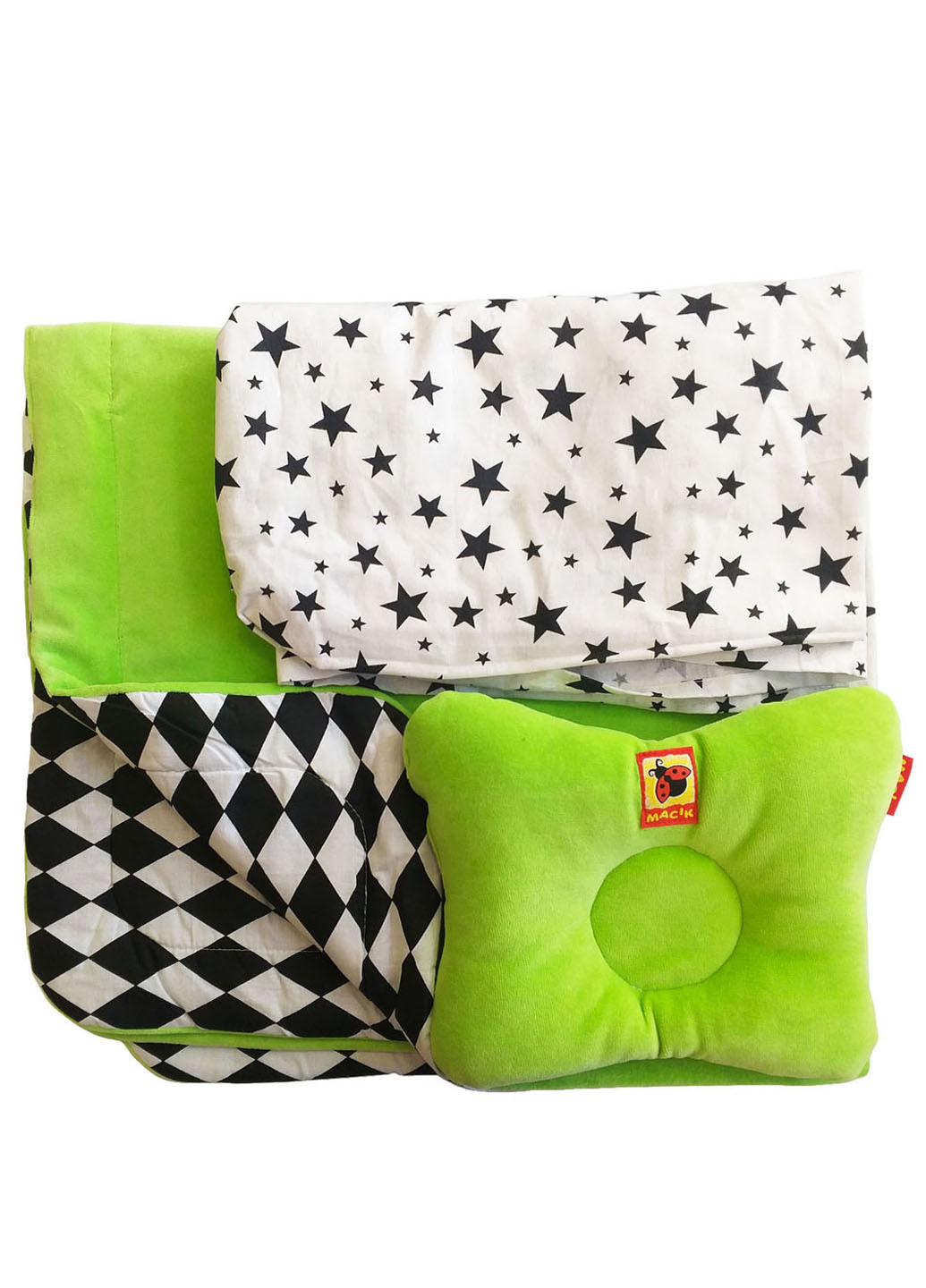 Белый демисезонный набор bed set newborn (зеленый): подушка, одеяло, простынь мс 110512-08 Macik