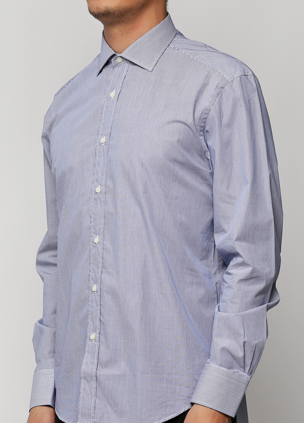 Голубой кэжуал рубашка в полоску Valentino с длинным рукавом
