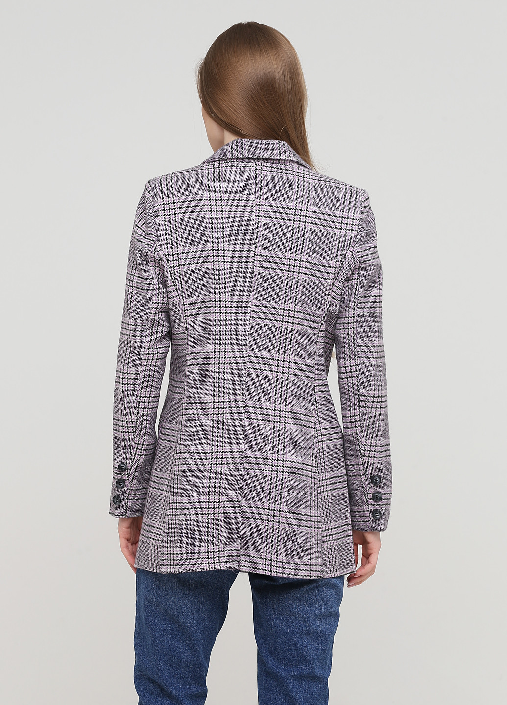 Сиреневый женский жакет BGD в клеточку - демисезонный