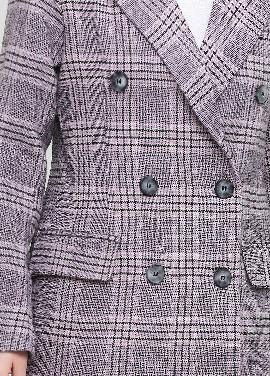 Сиреневый женский жакет BGD в клеточку - демисезонный