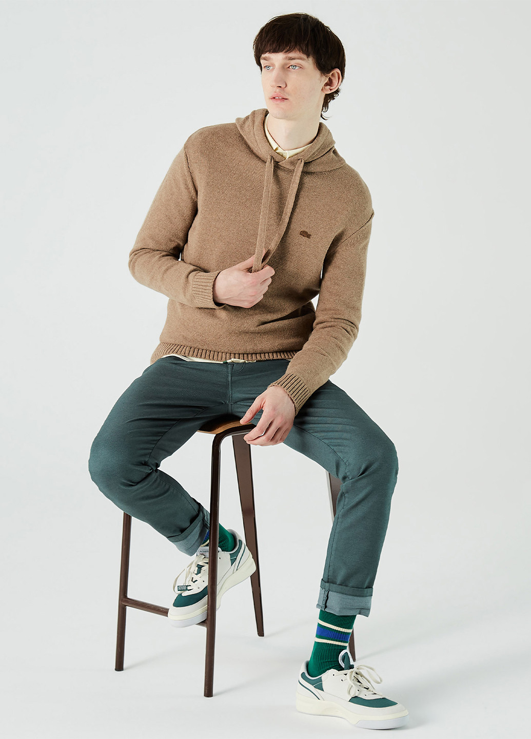 Светло-коричневый демисезонный свитер Lacoste