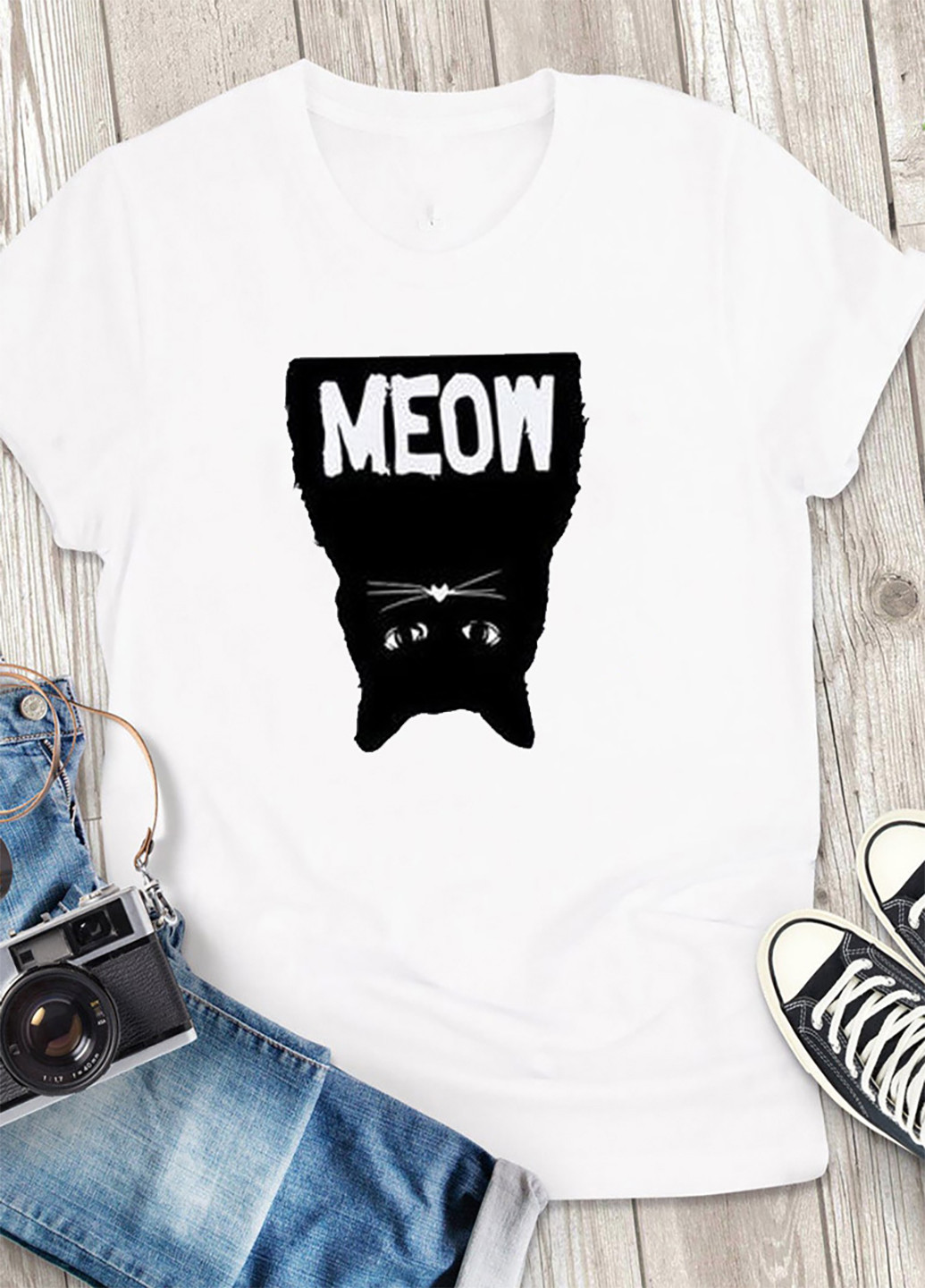 Белая футболка белая мужская black meow Love&Live