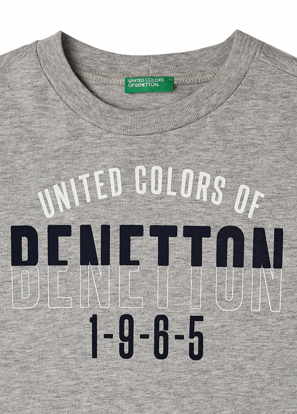 Серый демисезонный кэжуал лонгслив United Colors of Benetton с рисунком