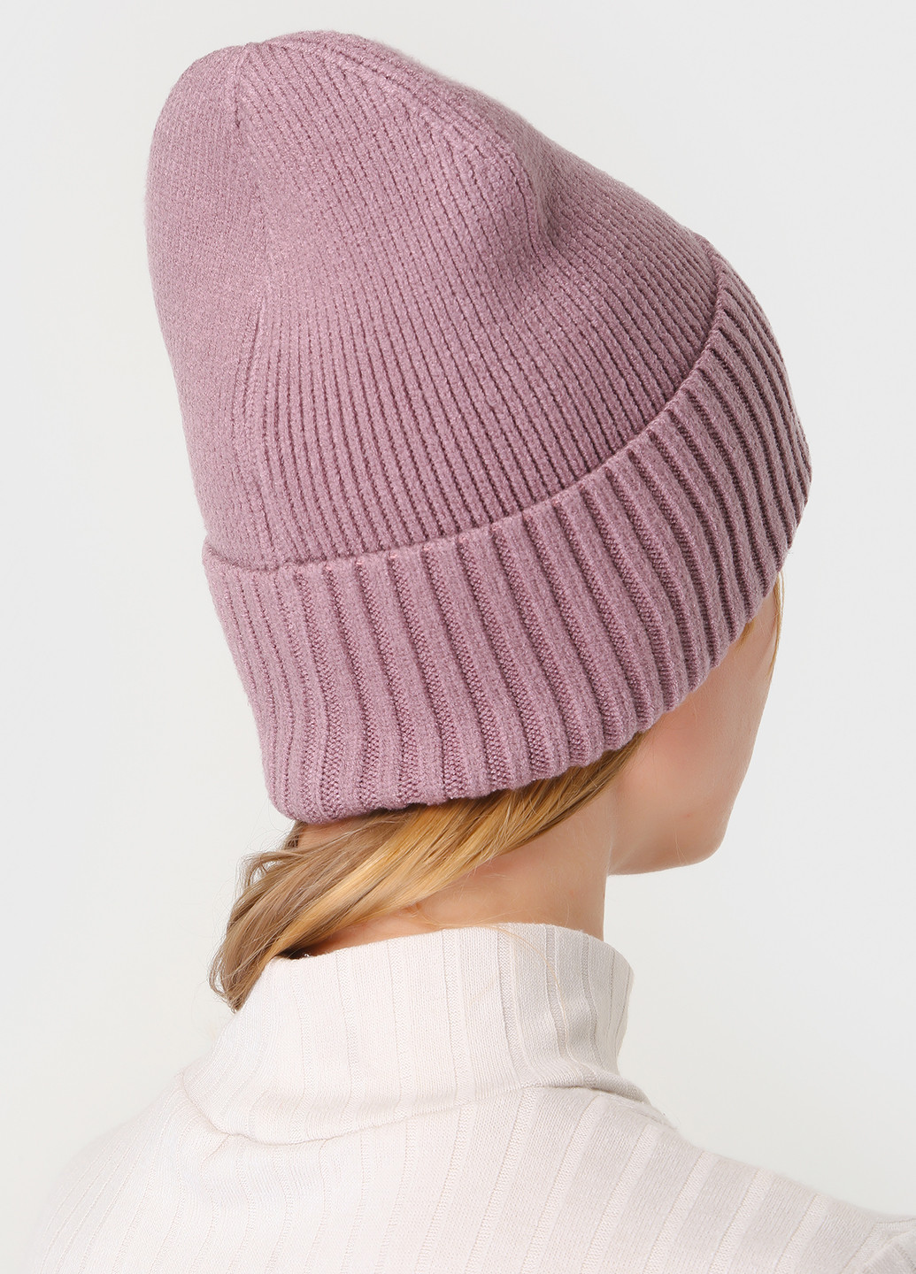 Тепла зимова кашемірова жіноча шапка з відворотом без підкладки 500007 DeMari (244712839)
