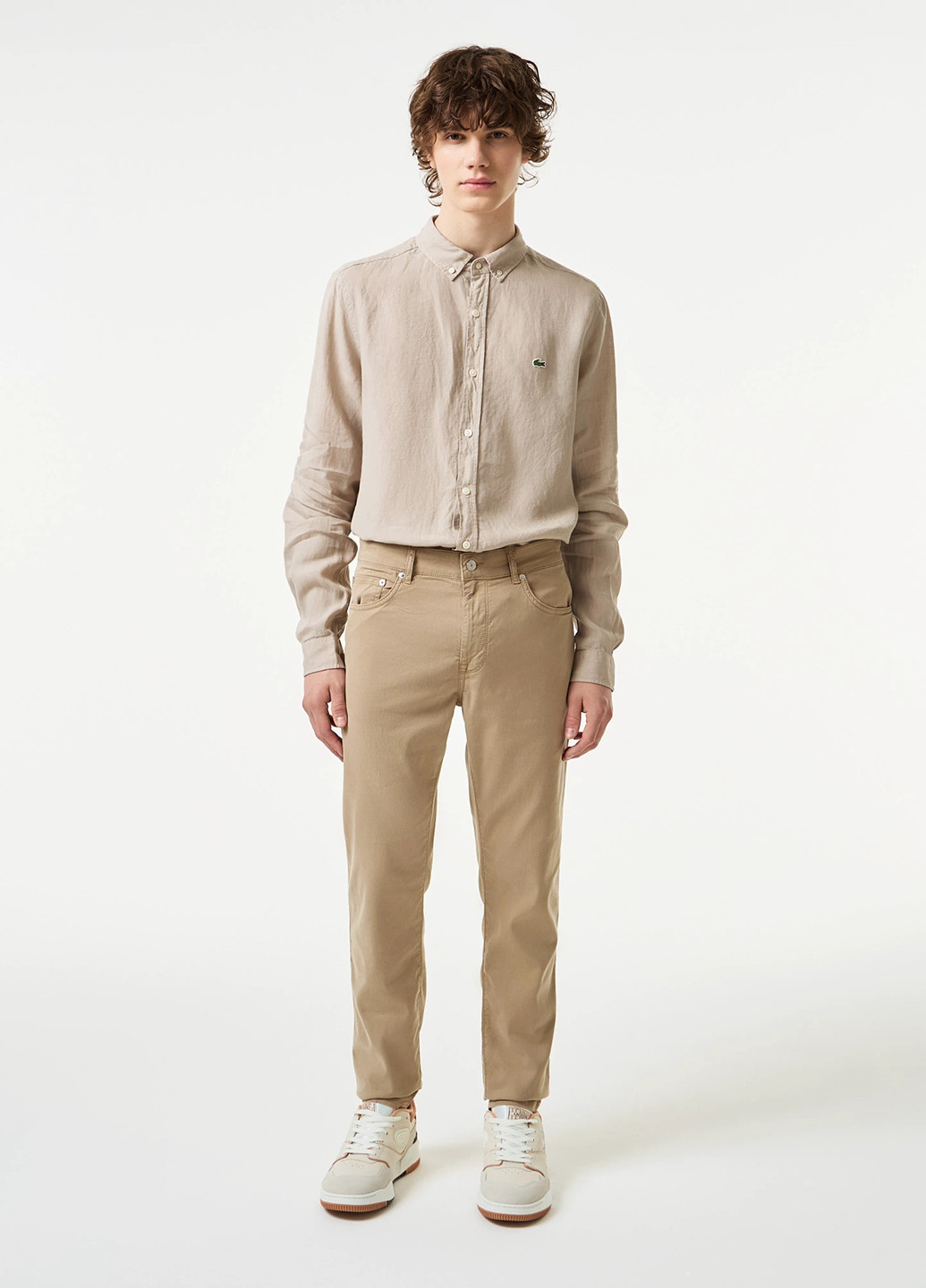 Бежевые кэжуал демисезонные прямые брюки Lacoste