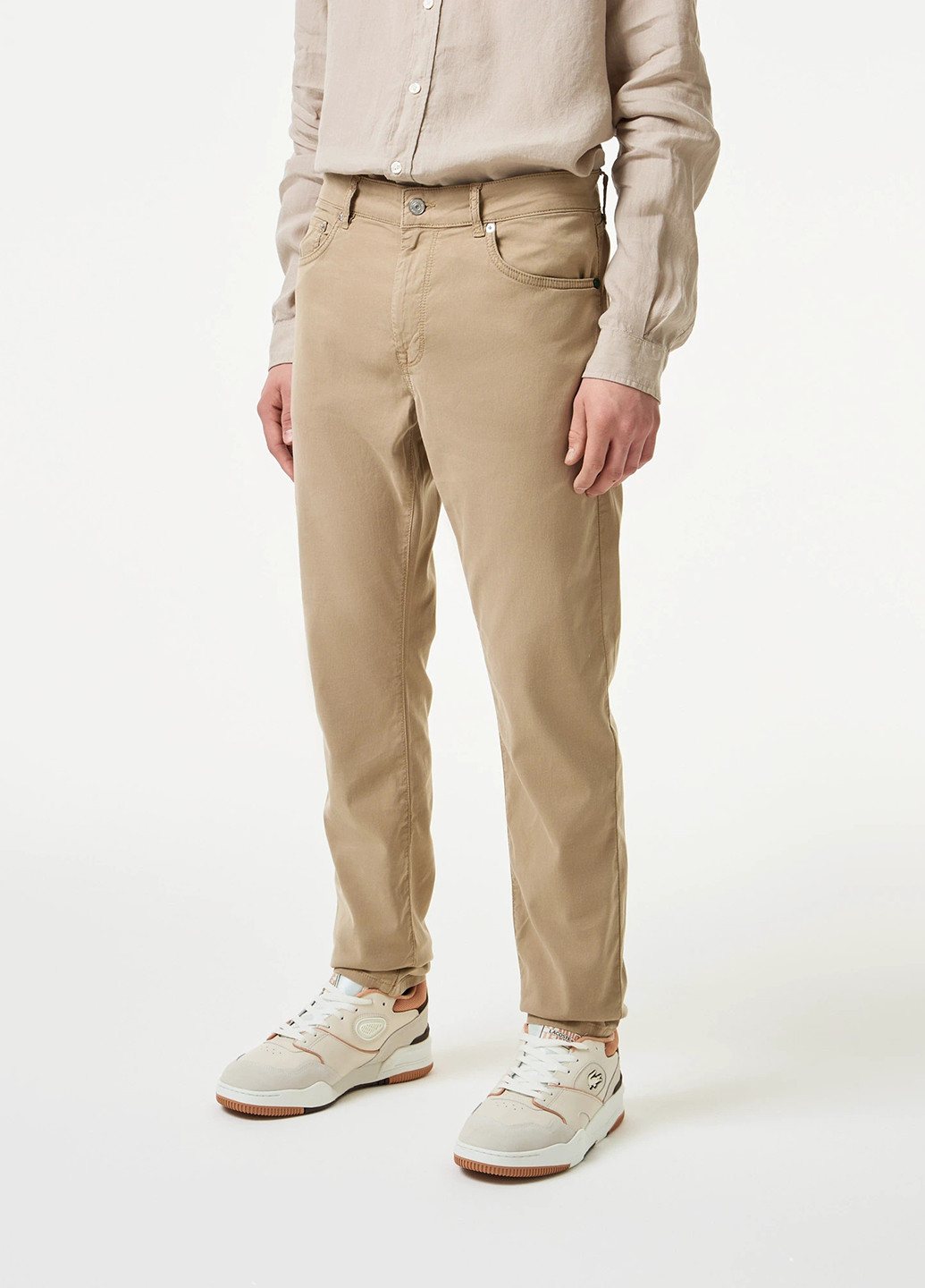Бежевые кэжуал демисезонные прямые брюки Lacoste