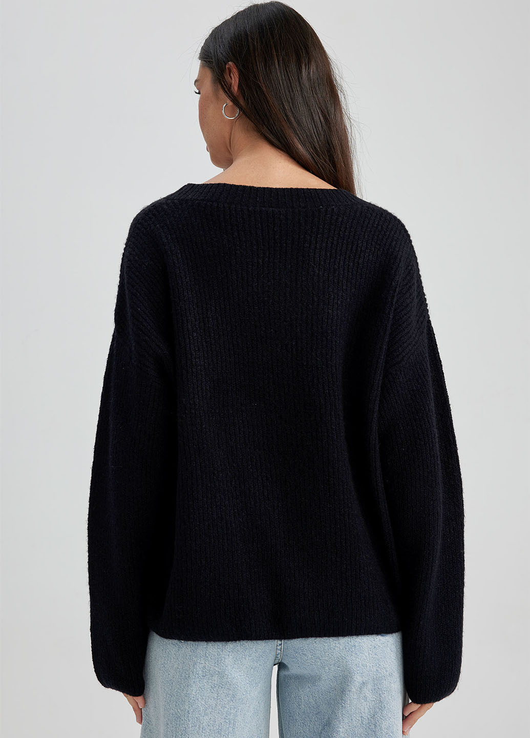 Черный зимний пуловер пуловер DeFacto