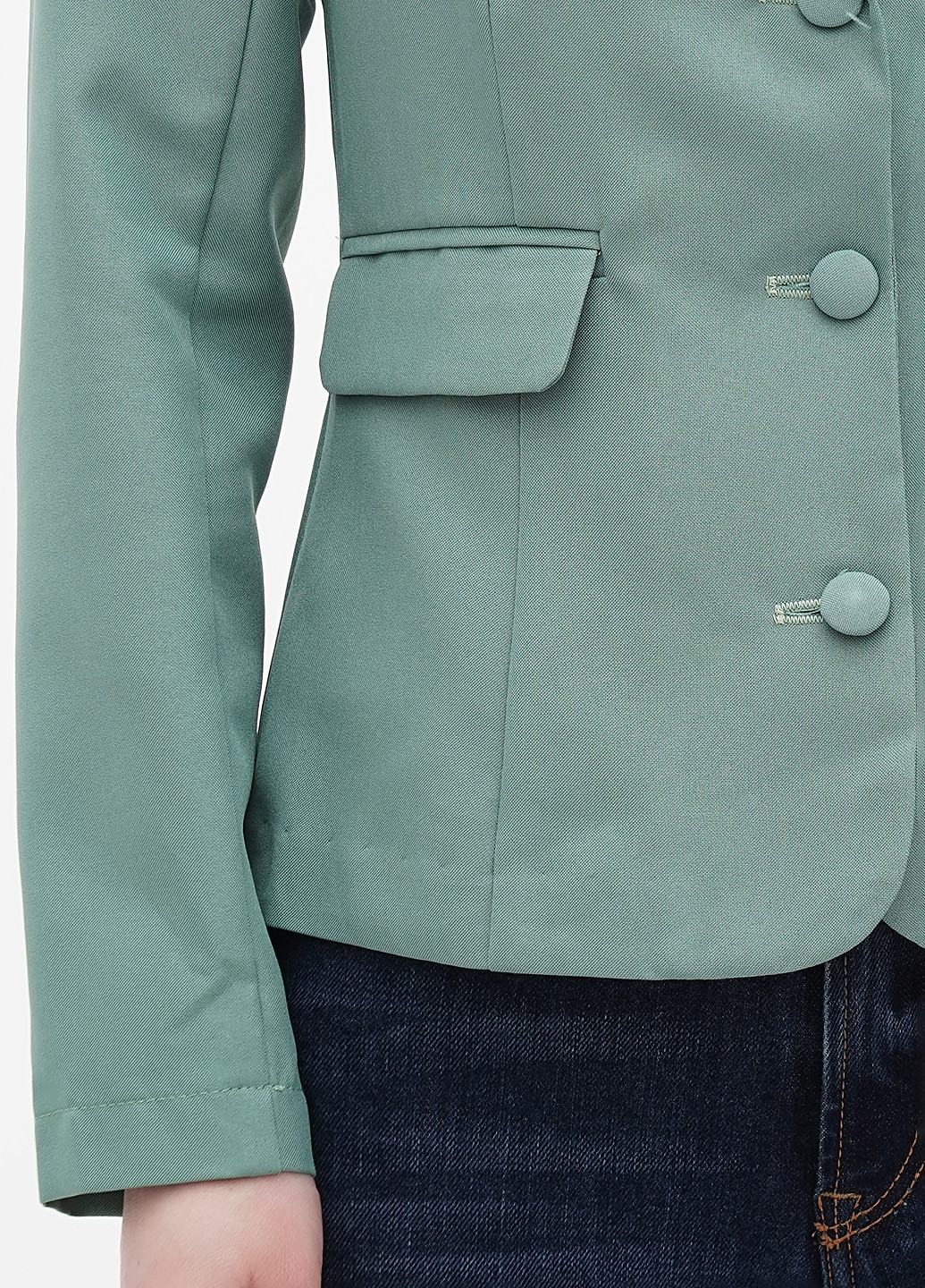 Серо-зеленый женский жакет Laura Bettini однотонный - летний