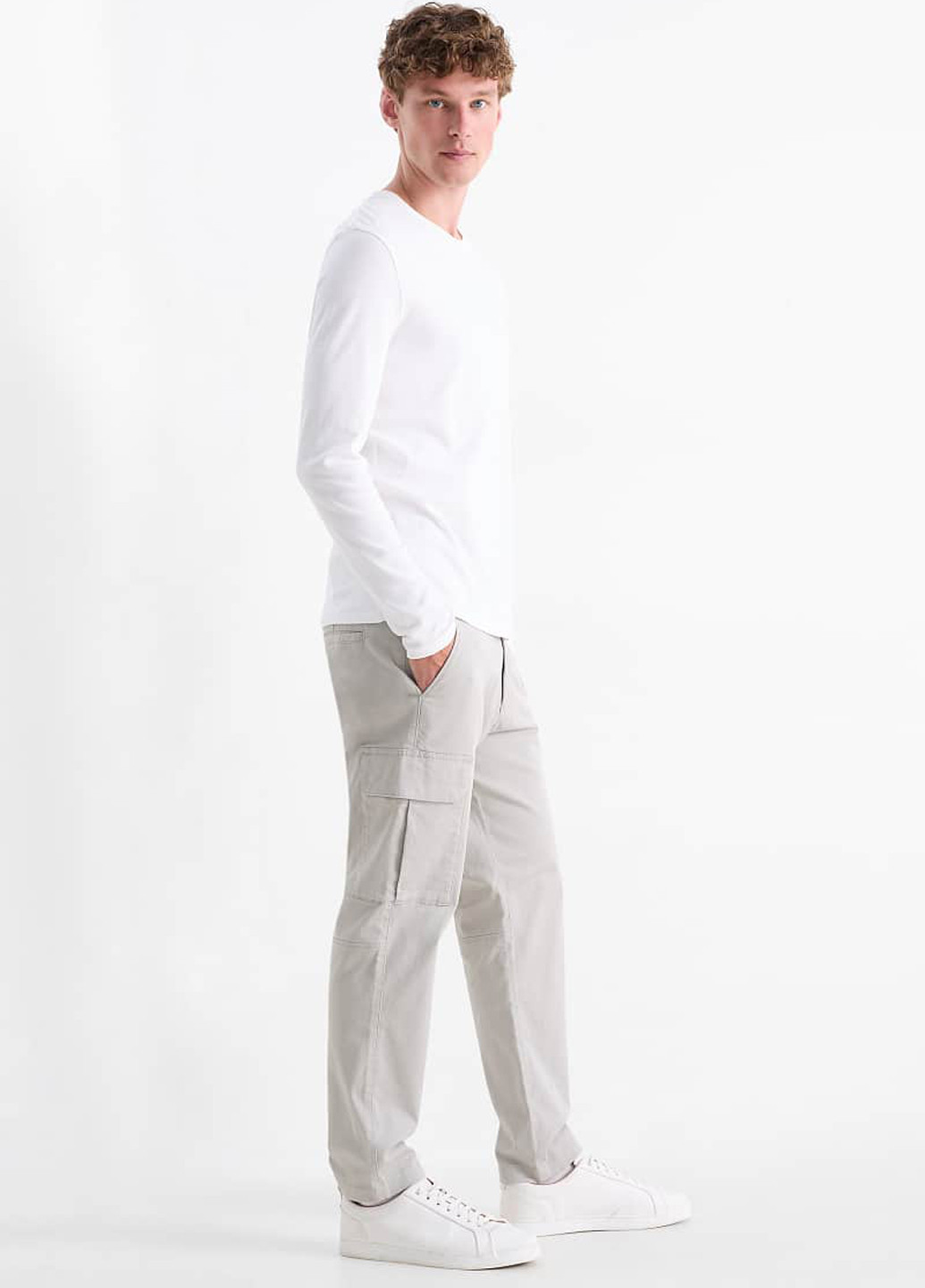 Серо-зеленые кэжуал демисезонные карго брюки C&A