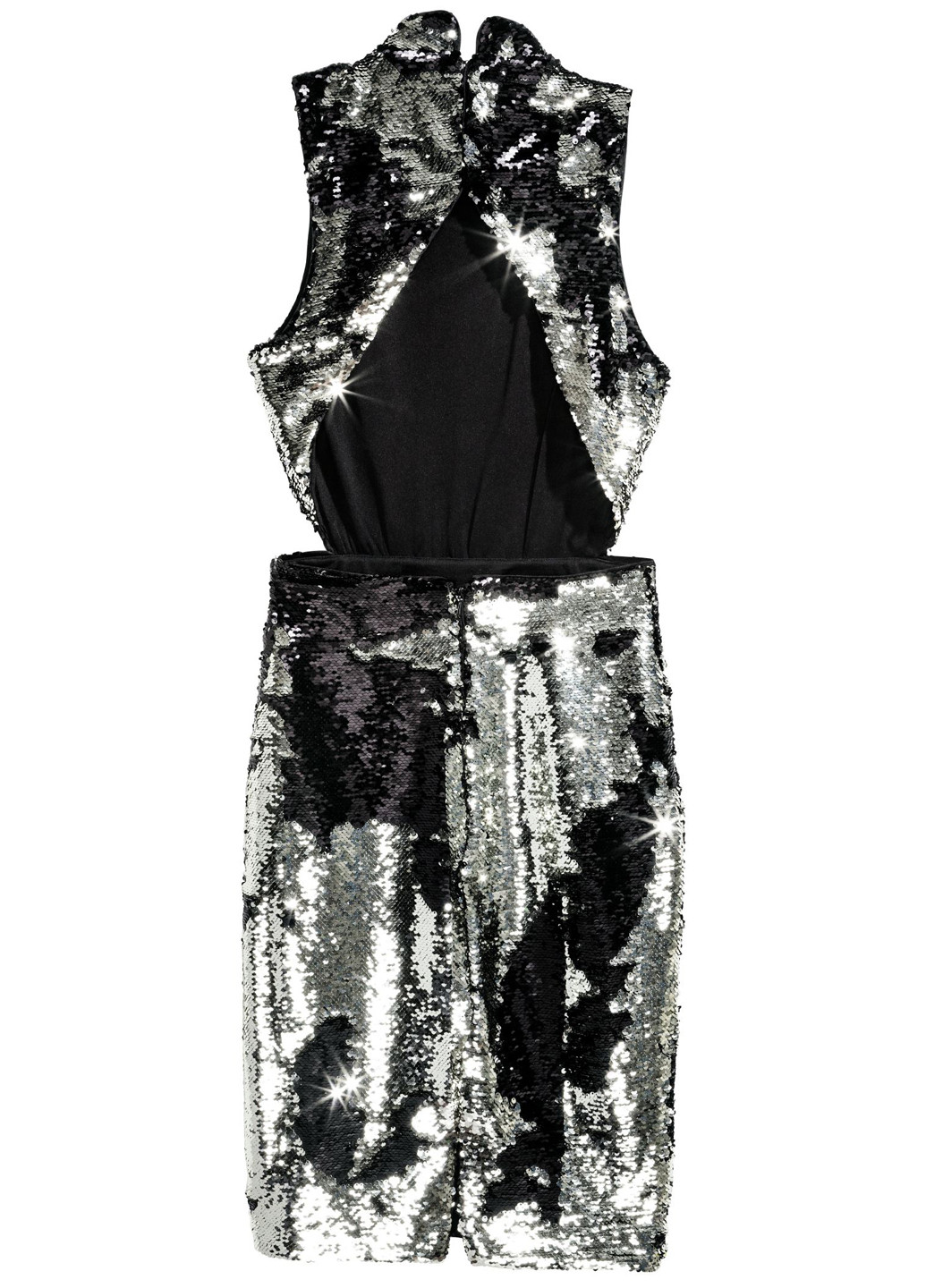 Серебряное коктейльное платье с открытой спиной, платье-водолазка H&M однотонное