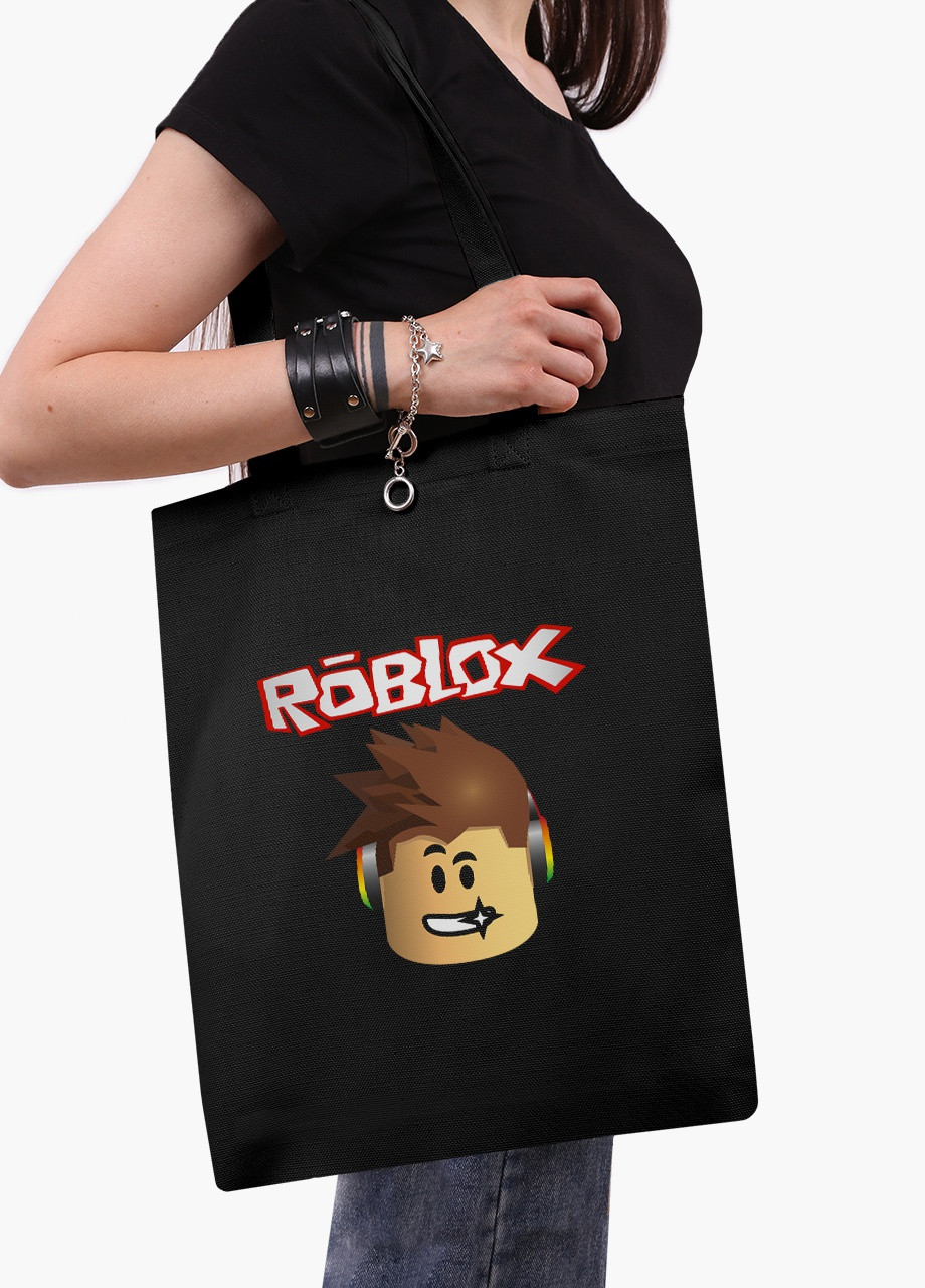 Еко сумка шоппер чорна Роблокс (Roblox) (9227-1713-BK) екосумка шопер 41*35 см MobiPrint (216642048)