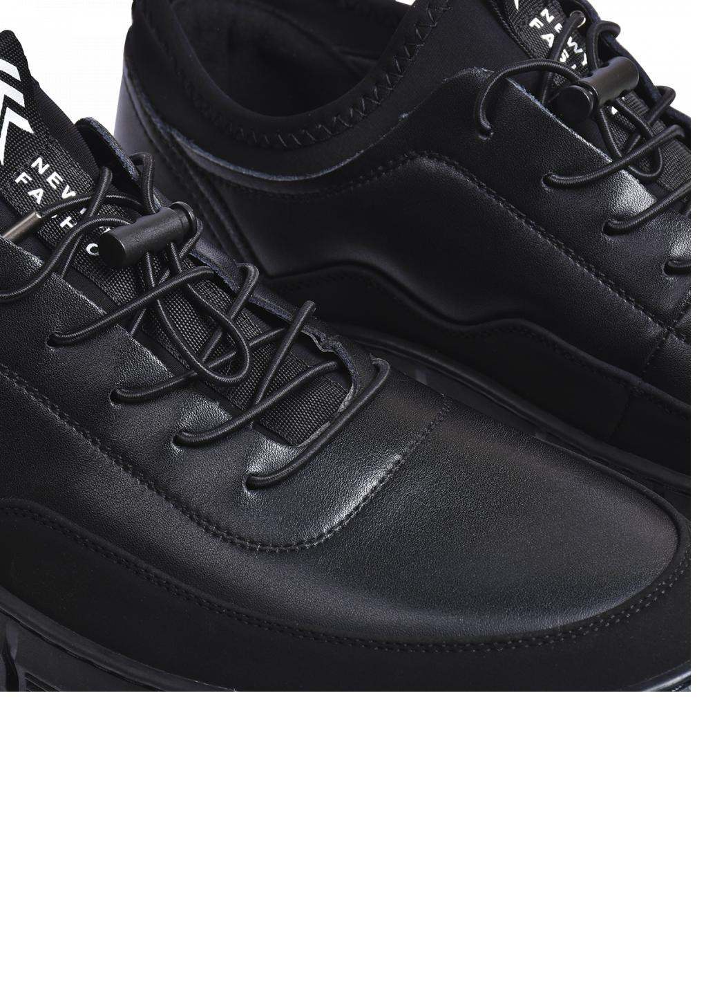 Черные демисезонные кроссовки кожаные мужские 101812 No Brand