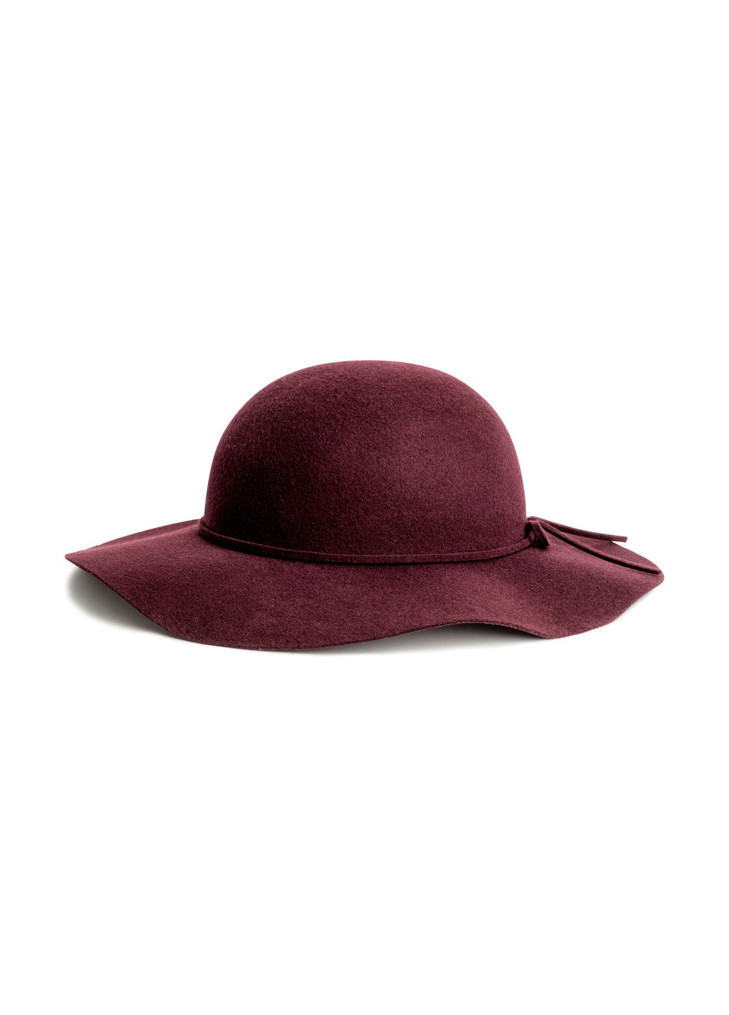 Шляпа H&M с опущенными полями однотонная бордовая кэжуал шерсть