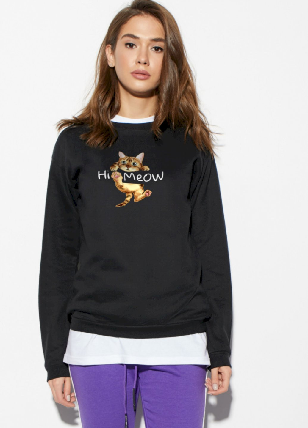 Чорний світшот жіночий /no flis/ YAPPI малюнок (251467726)