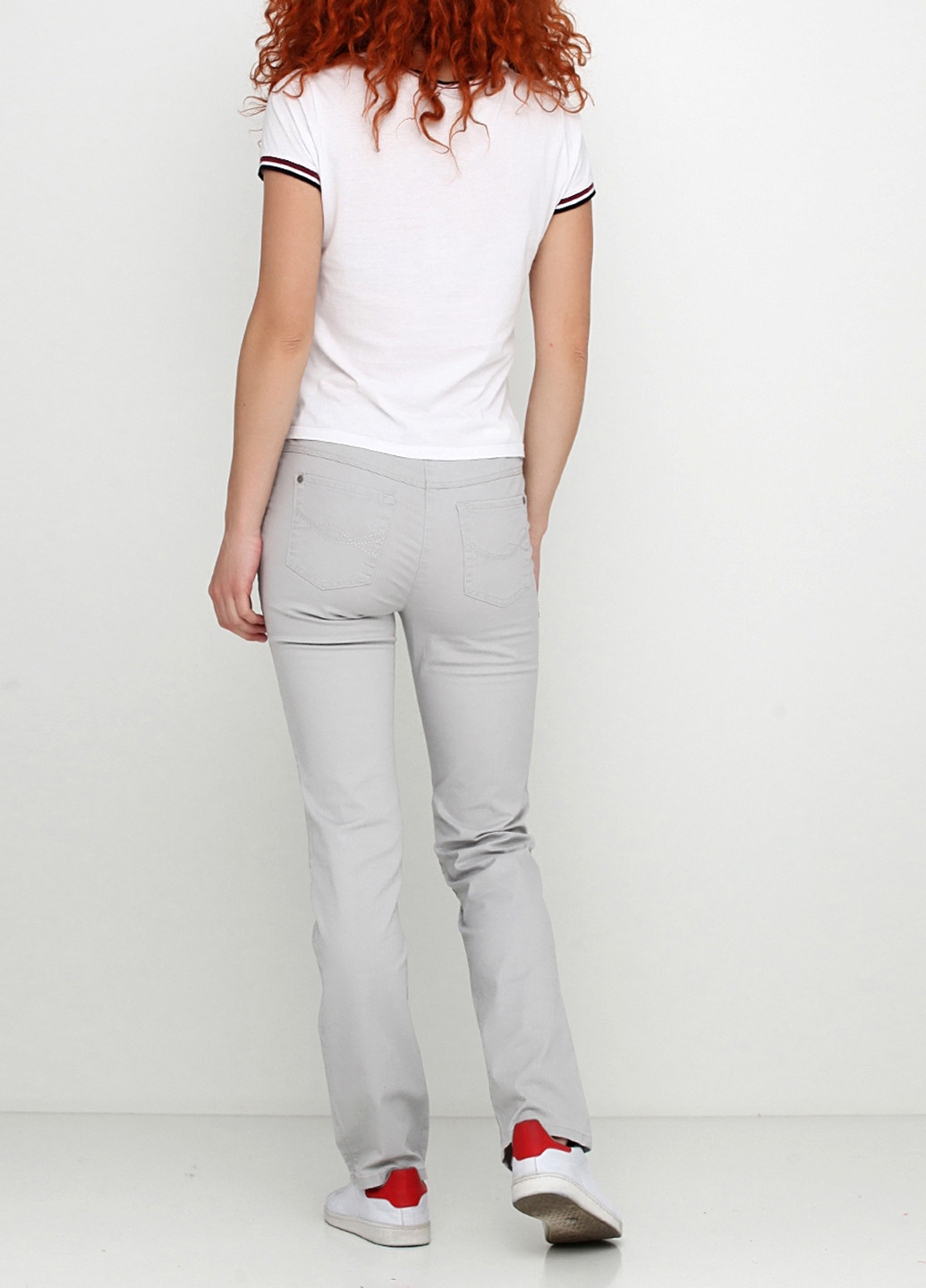 Джинси Gerry Weber прямі однотонні світло-сірі джинсові бавовна