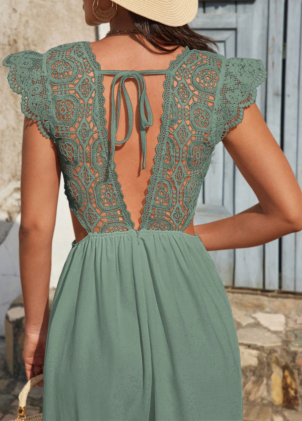 Зеленое кэжуал платье а-силуэт SHEIN однотонное