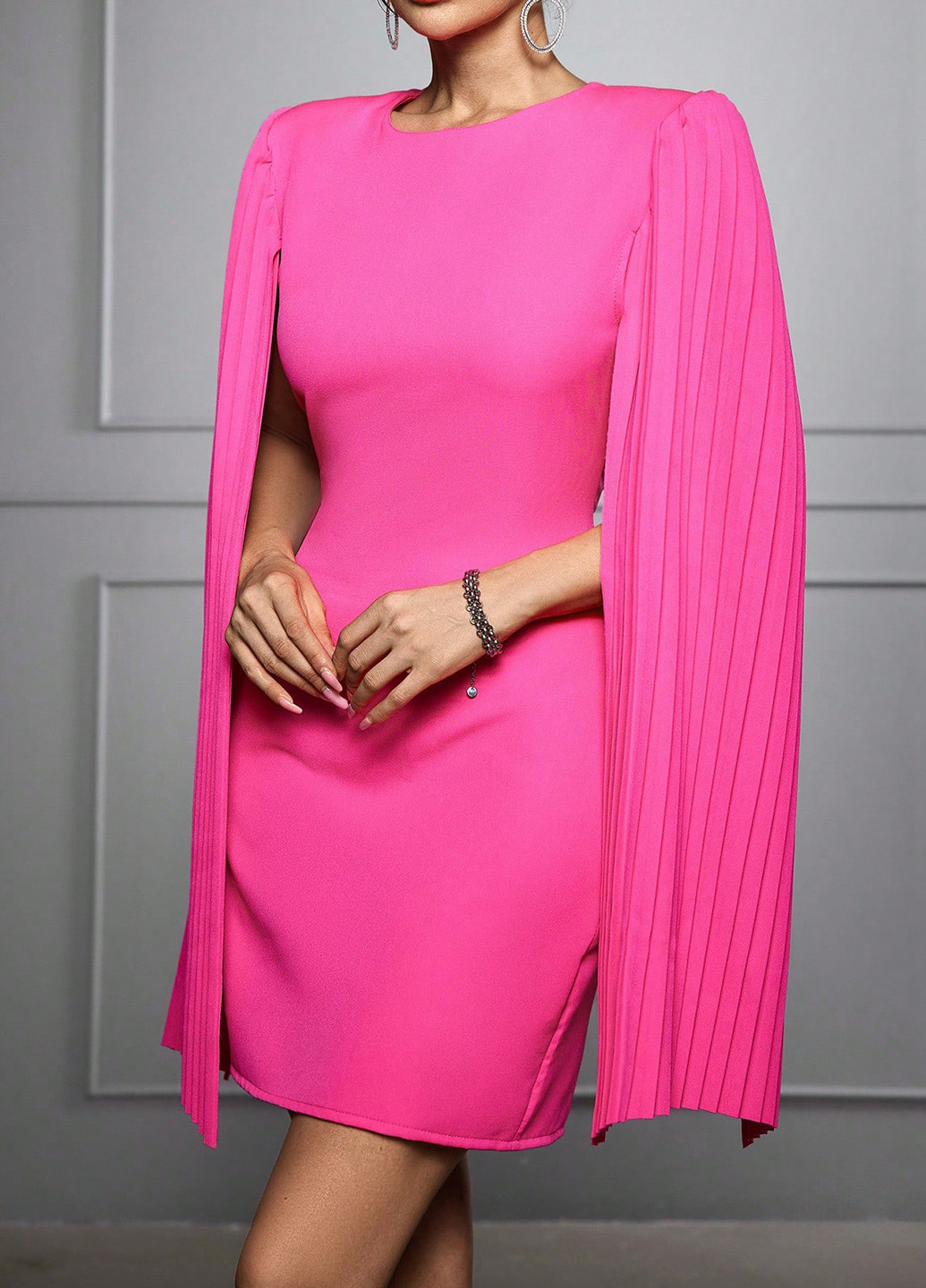 Рожева святковий, коктейльна сукня сукня-кейп SHEIN однотонна