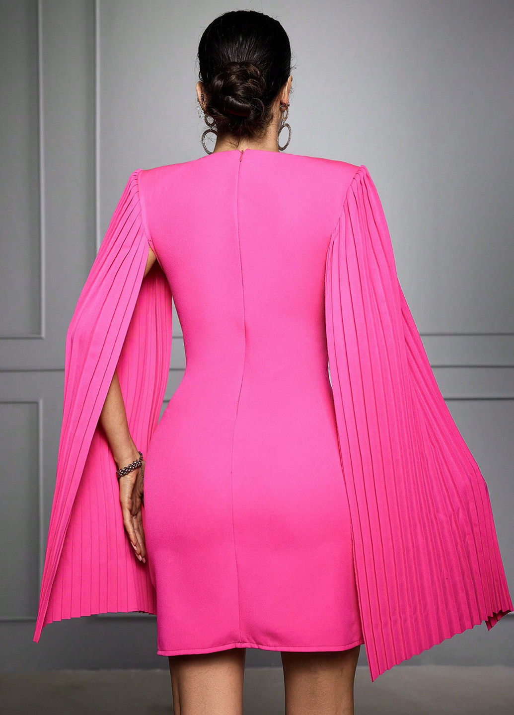 Рожева святковий, коктейльна сукня сукня-кейп SHEIN однотонна