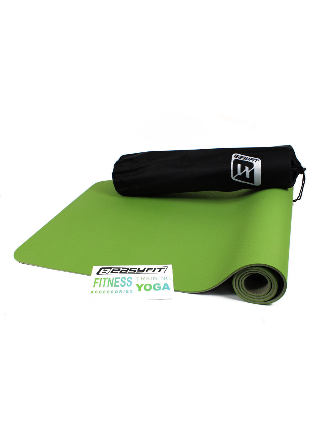 Коврик для йоги TPE+TC ECO-Friendly 6 мм зеленый с серым (мат-каремат спортивный, йогамат для фитнеса, пилатеса) EasyFit (237596258)