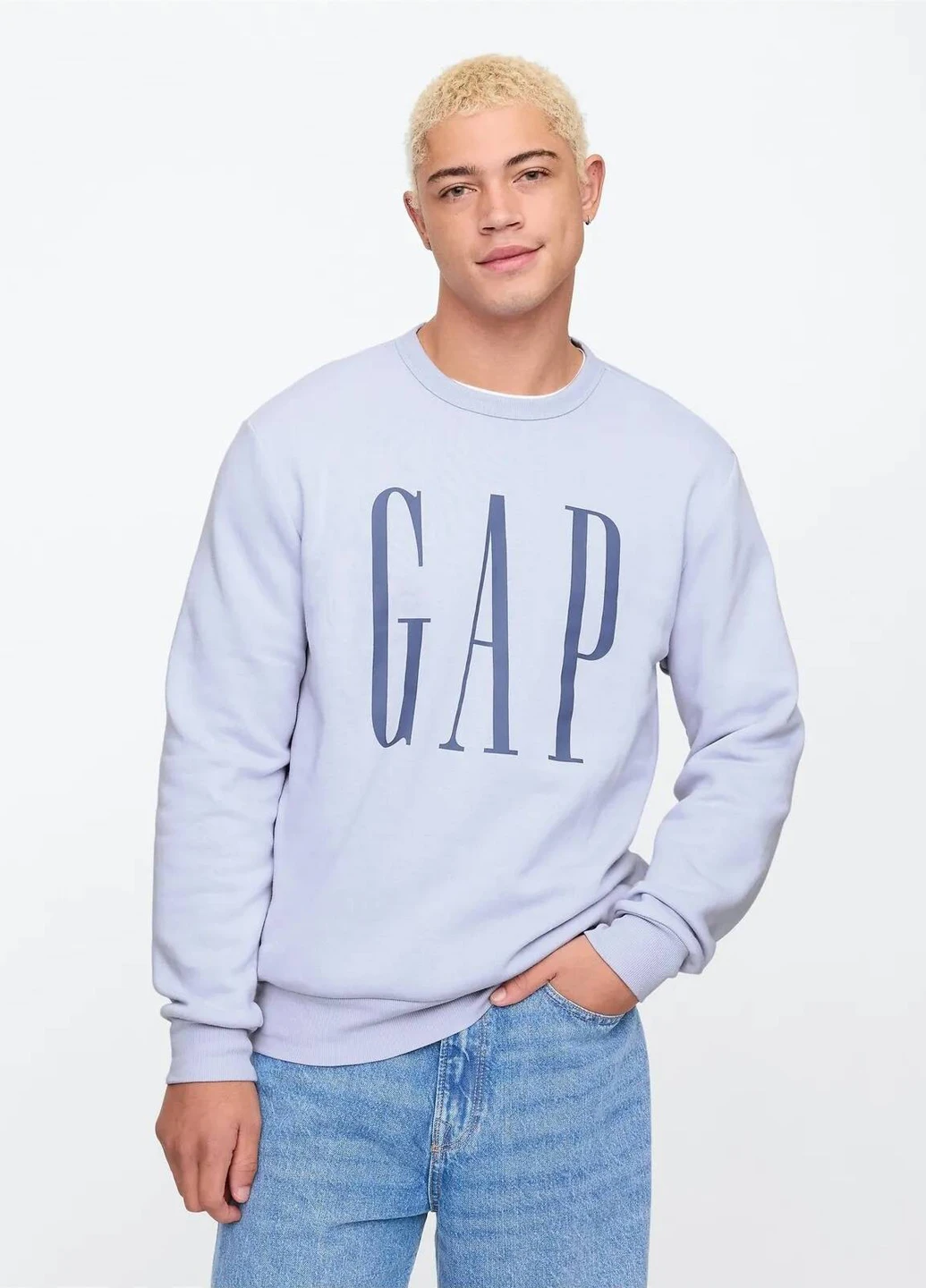 Голубой свитшот Gap надпись без декора (336933319)