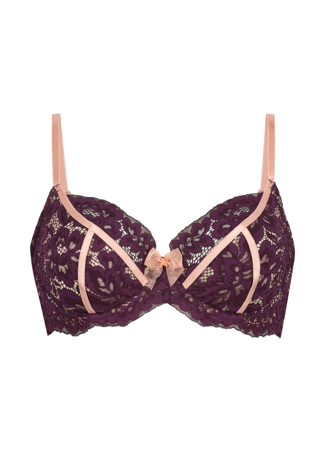 Бордовый балконет бюстгальтер Hunkemoller с косточками полиамид, кружево