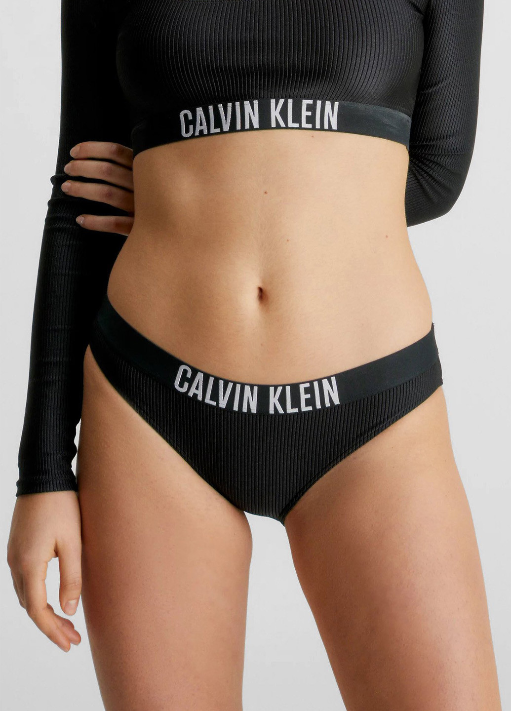 Черные купальные трусики-плавки с логотипом Calvin Klein