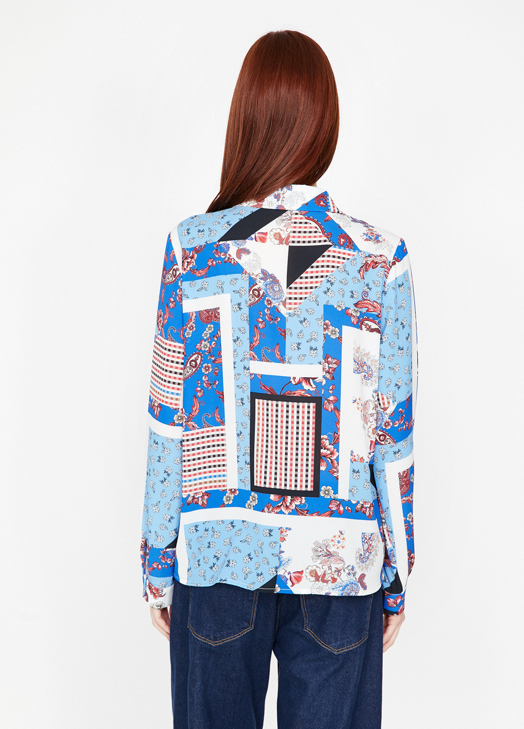 Голубой кэжуал рубашка с абстрактным узором KOTON