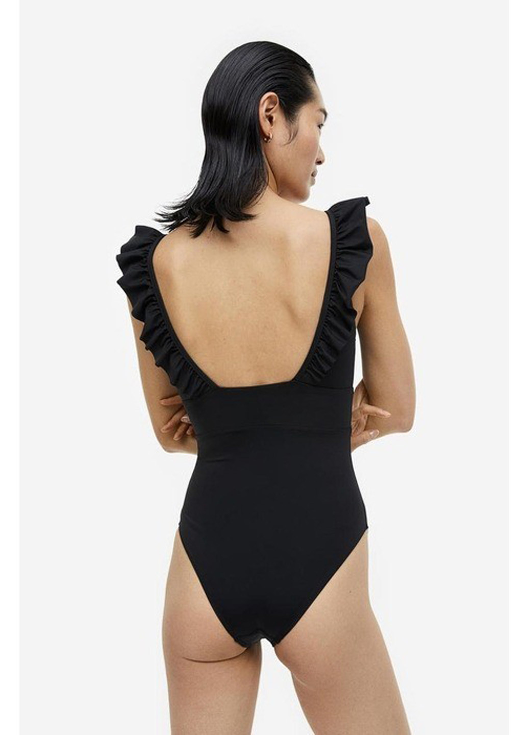Черный летний купальник слитный H&M