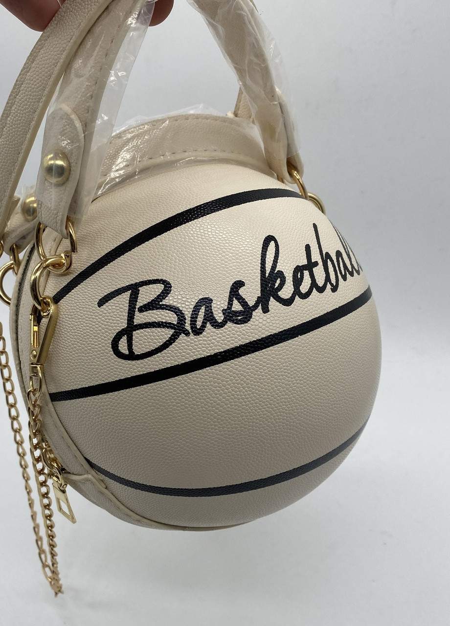 Жіноча класична кругла сумка баскетбольний м'яч на ланцюжку бежева молочна біла NoName (251204239)