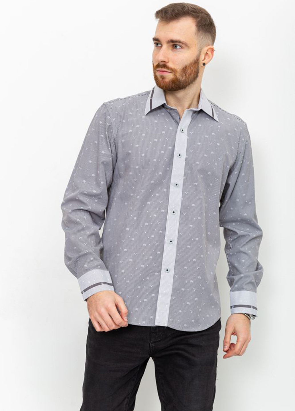 Серая кэжуал рубашка с абстрактным узором Ager