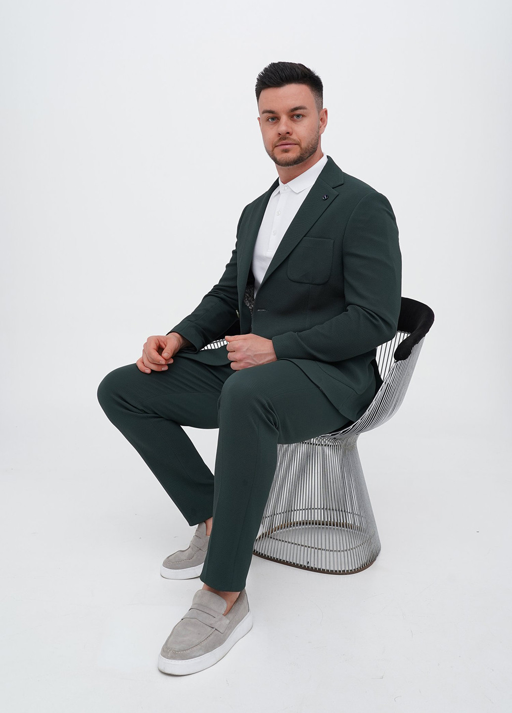 Темно-зелений демісезонний костюм (піджак, штани) брючний Trend Collection