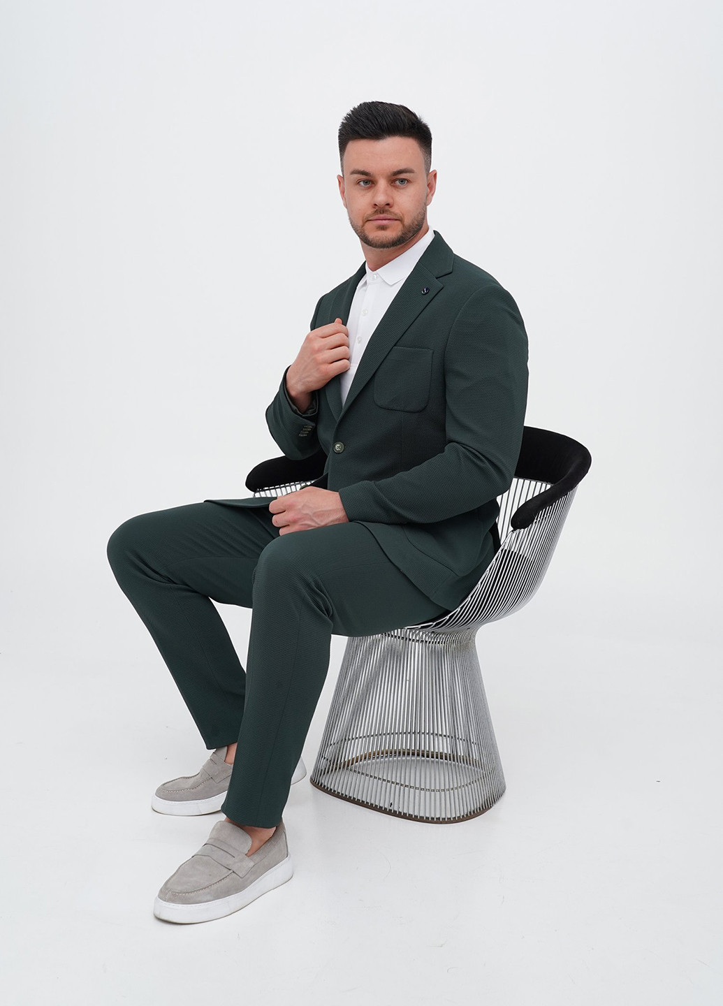 Темно-зелений демісезонний костюм (піджак, штани) брючний Trend Collection