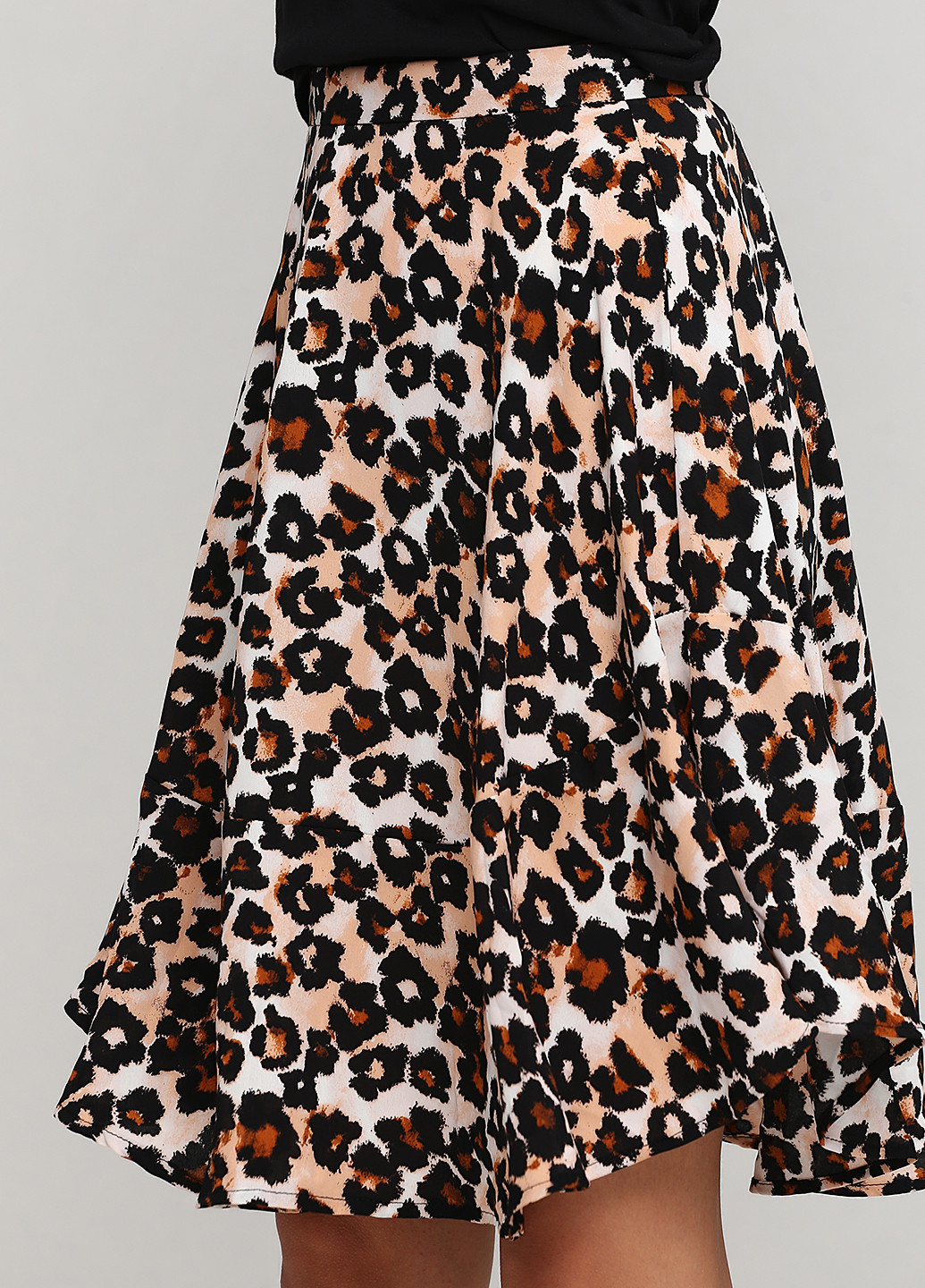 Светло-коричневая кэжуал леопардовая юбка H&M клешированная