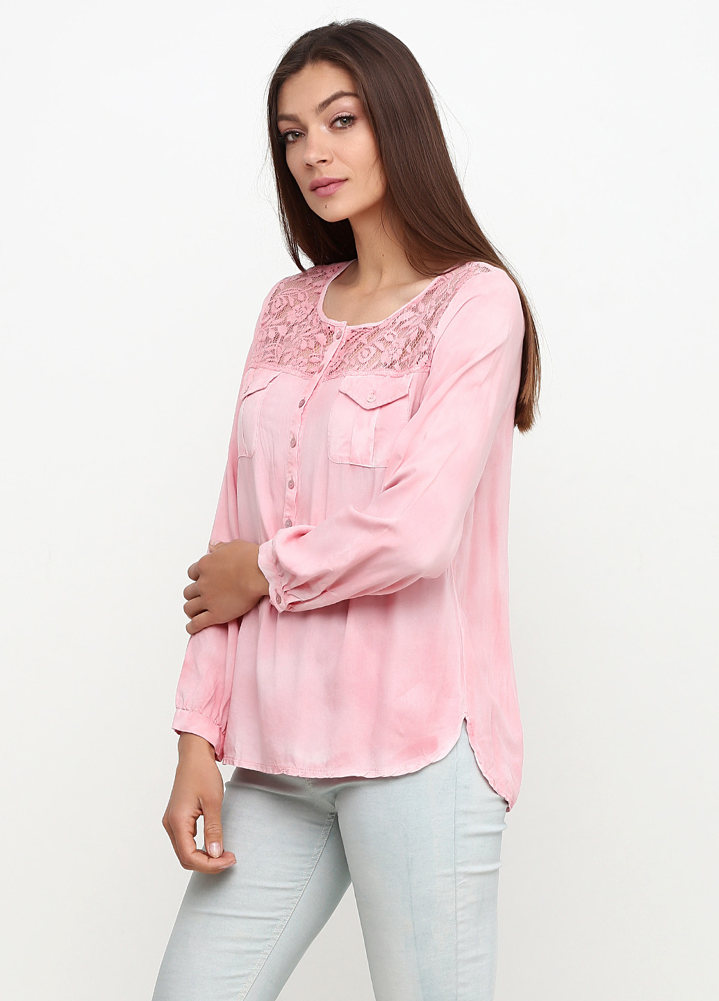Светло-розовая демисезонная блуза CARLA F