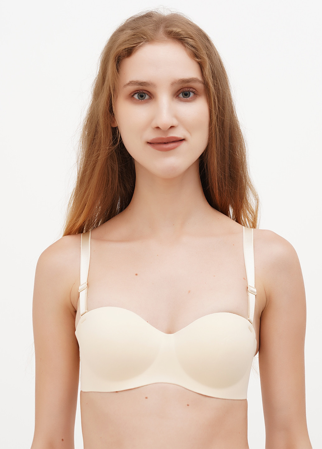 Бежевый балконет бюстгальтер Finetoo без косточек полиамид