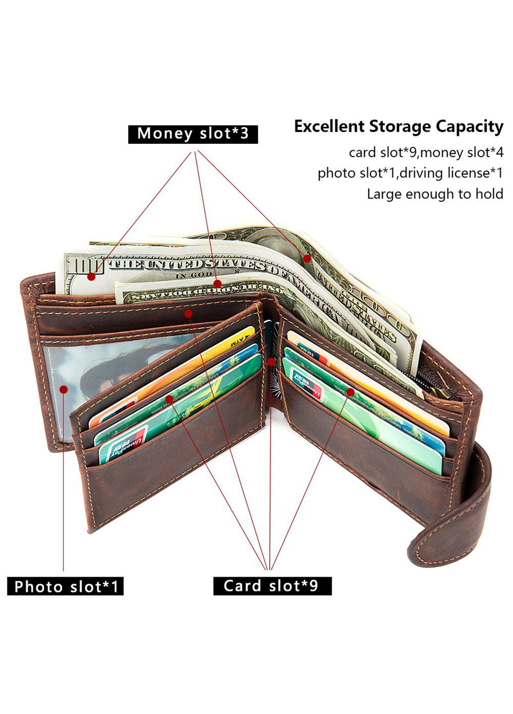 Мужской кожаный кошелек 9,5х11х2 см Vintage (252126870)