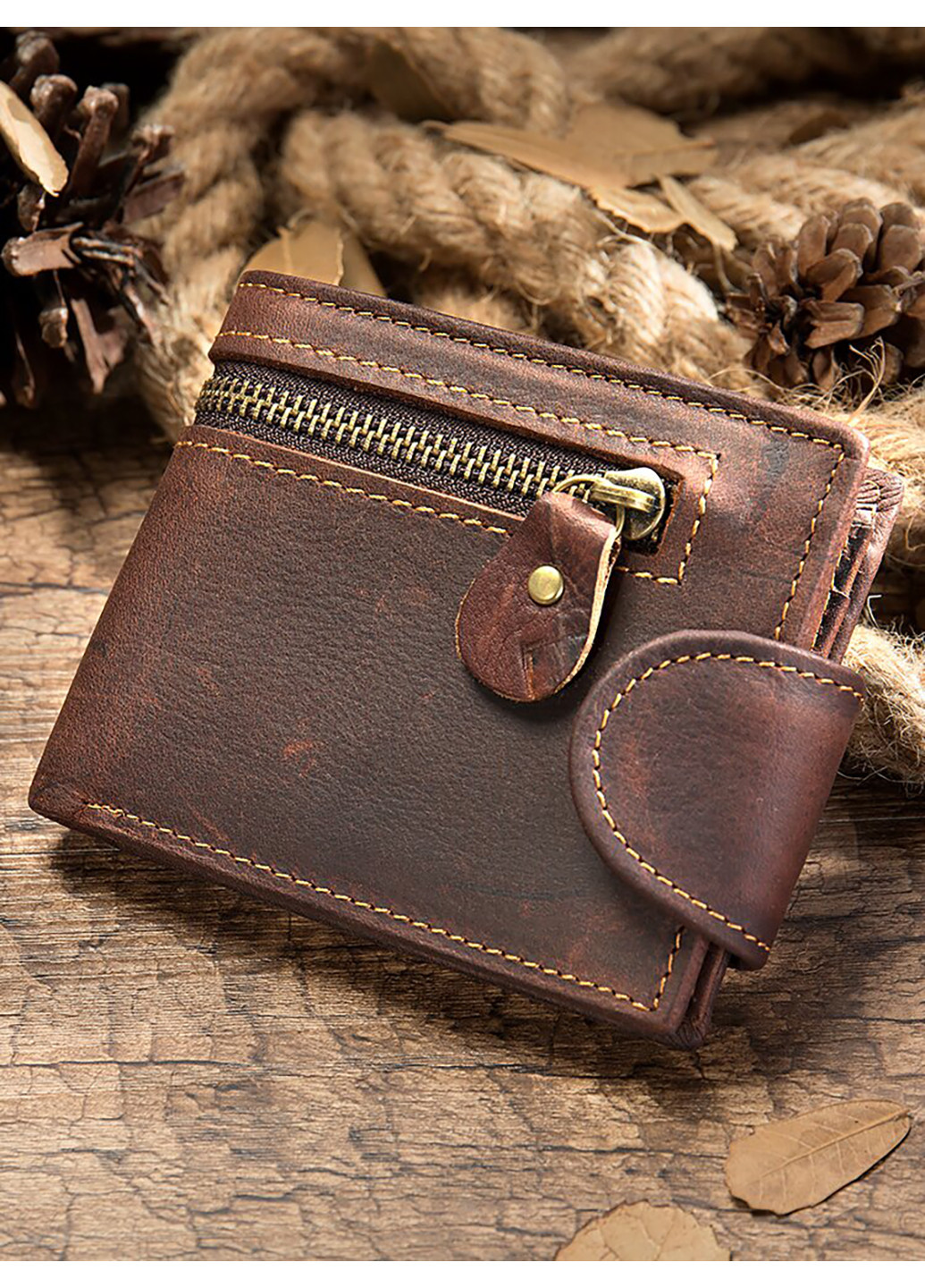 Мужской кожаный кошелек 9,5х11х2 см Vintage (252126870)