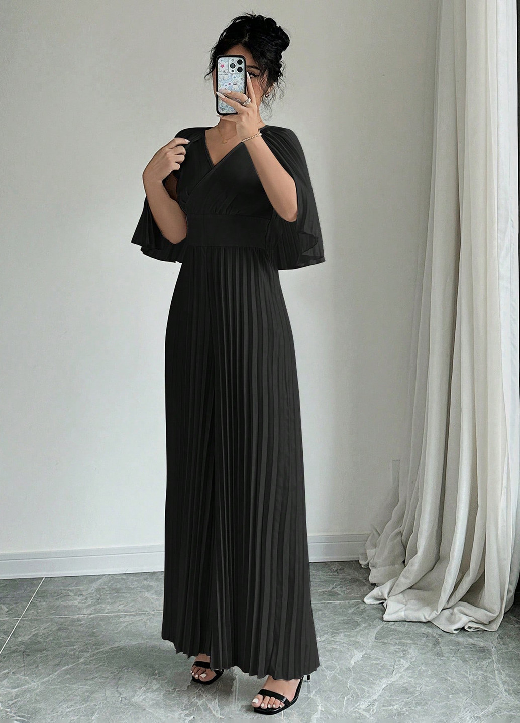 Комбінезон SHEIN комбінезон-брюки однотонний чорний кежуал поліестер