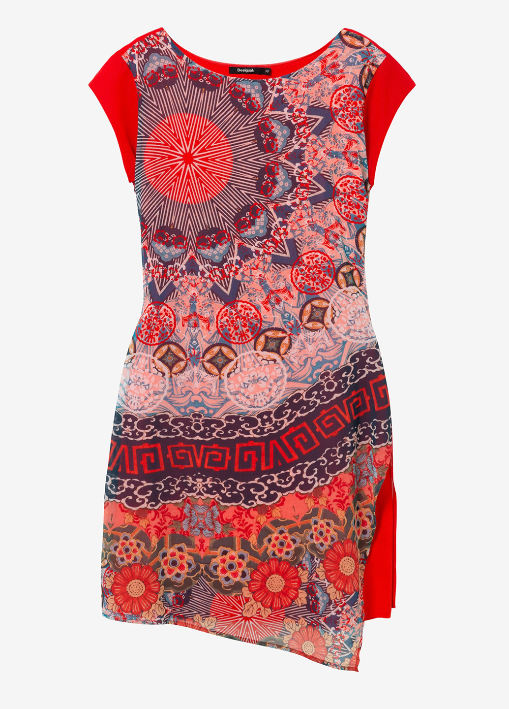 Красное кэжуал платье короткое Desigual с рисунком
