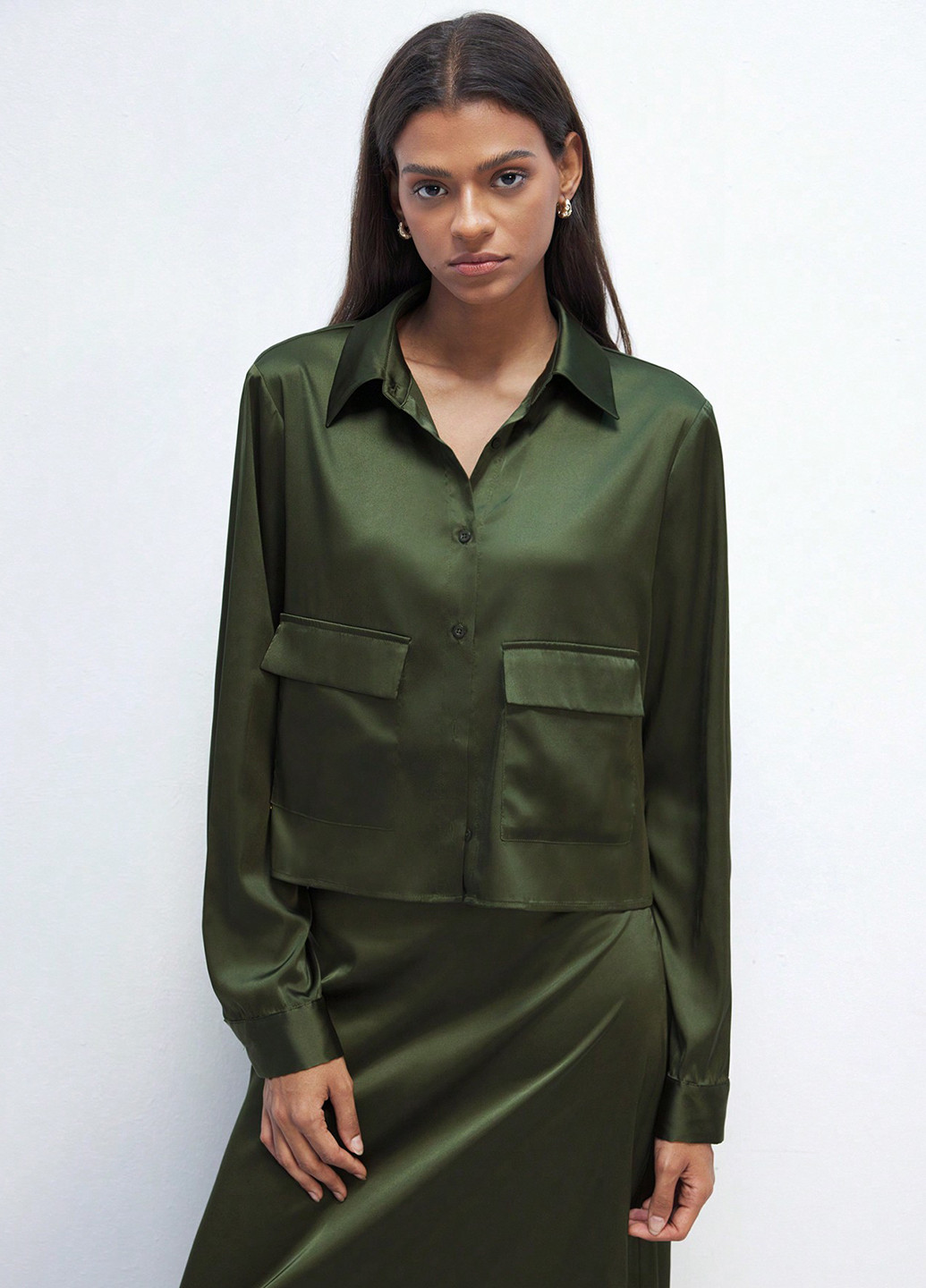 Темно-зелена блуза SHEIN