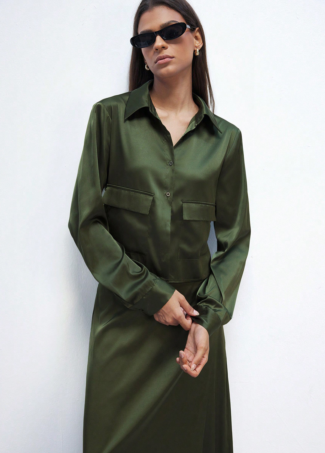 Темно-зелена блуза SHEIN