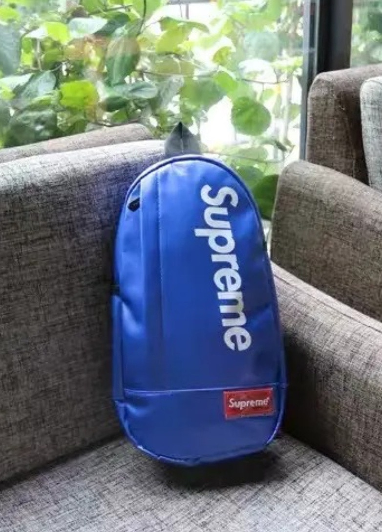 Нагрудна сумка SUPREME супрім шкіряна сумка слінг месенджер шкільна сумка синя No Brand (253022947)