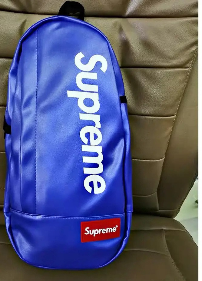 Нагрудна сумка SUPREME супрім шкіряна сумка слінг месенджер шкільна сумка синя No Brand (253022947)